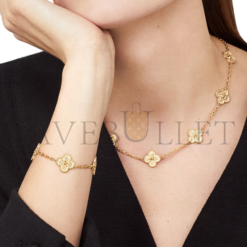 VAN CLEEF ARPELS VINTAGE ALHAMBRA NECKLACE, 10 MOTIFS YELLOW GOLD VCARO1ID00